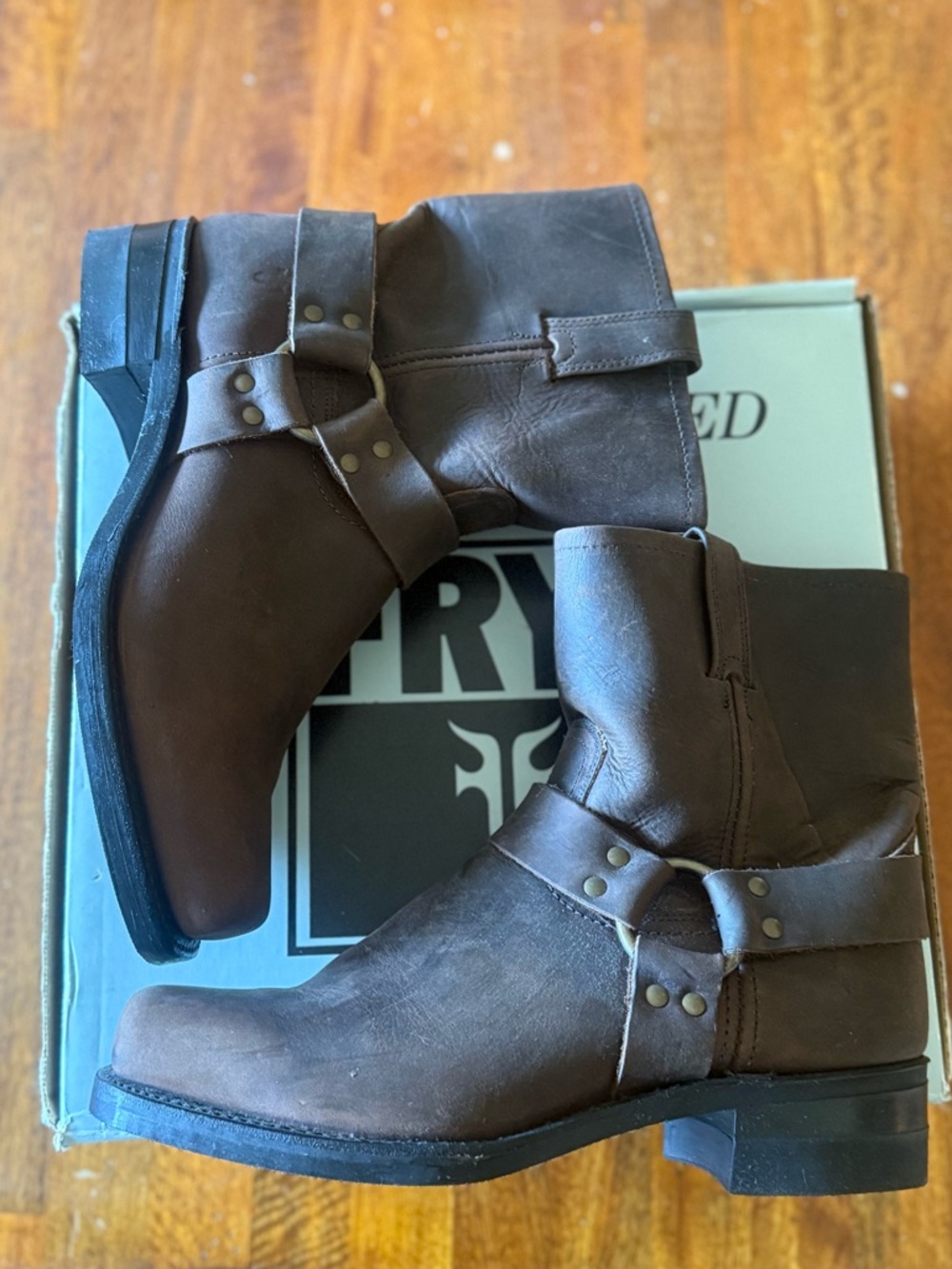 Frye Men's Dark Brown 8R Harness Leather Boot 11.5 M Color Gaucho NIB